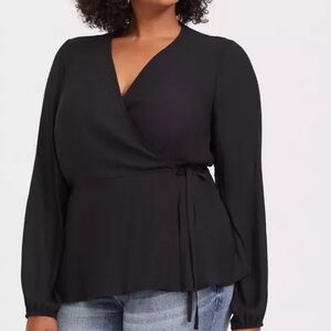 Torrid Surplice Tie Wrap Sheer Blouse